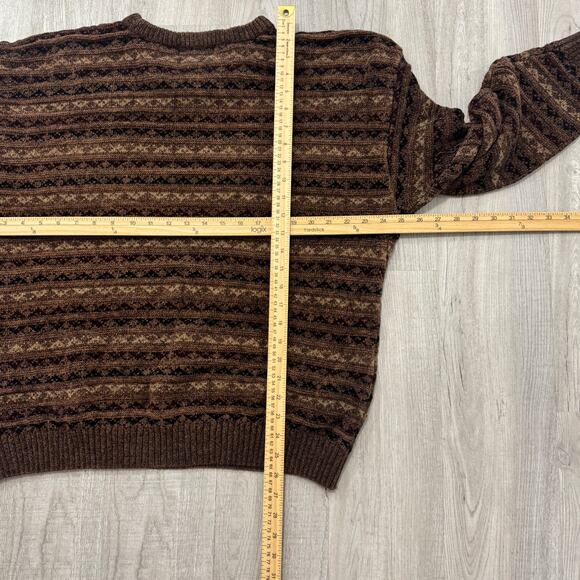 Vintage Landscape Sweater Men's Extra Large XL Brown Geometric Knit Aztec Nordic - Picture 6 of 6